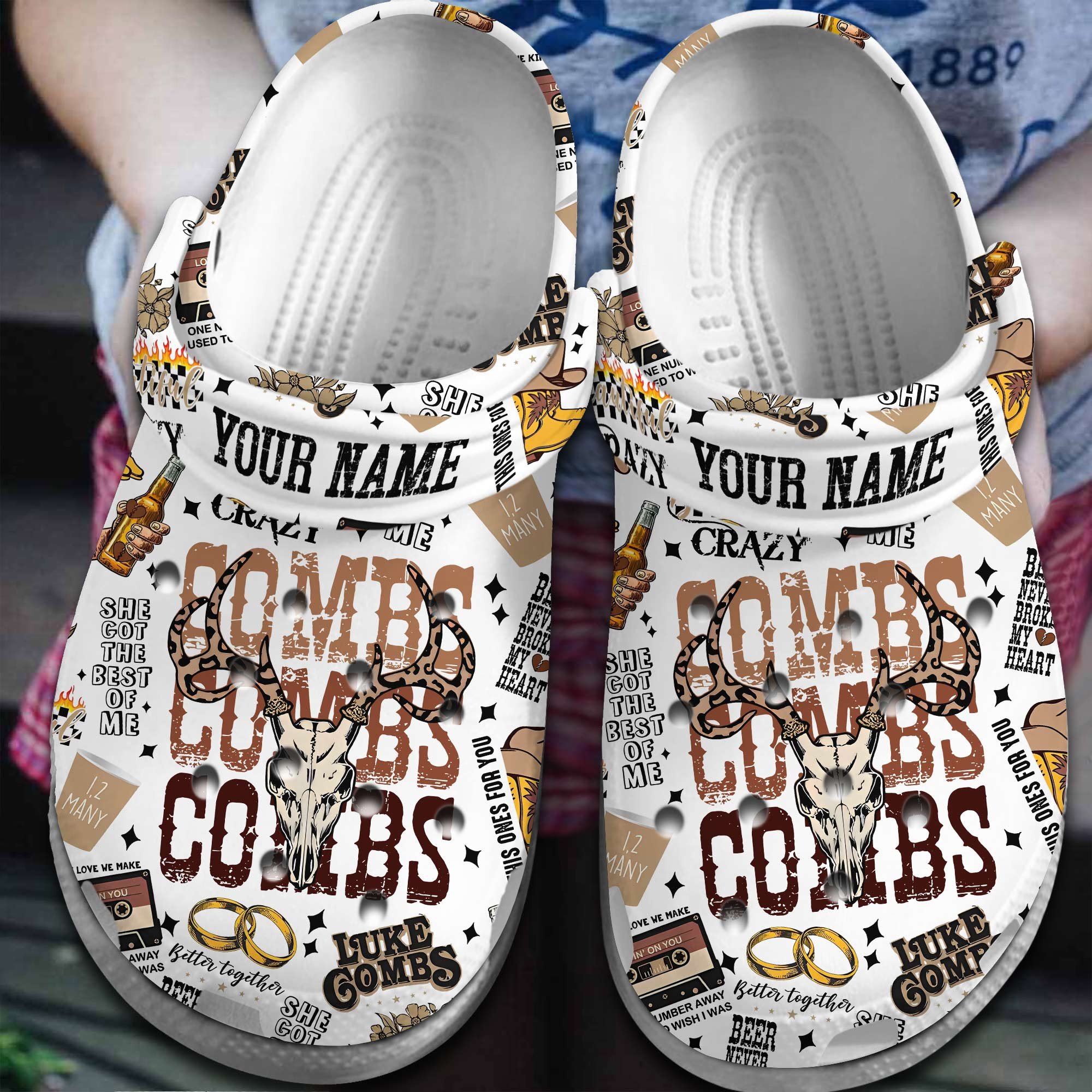 Luke Combs Singer Music Crocs Crocband Clogs Shoes Comfortable For Men Women and Kids