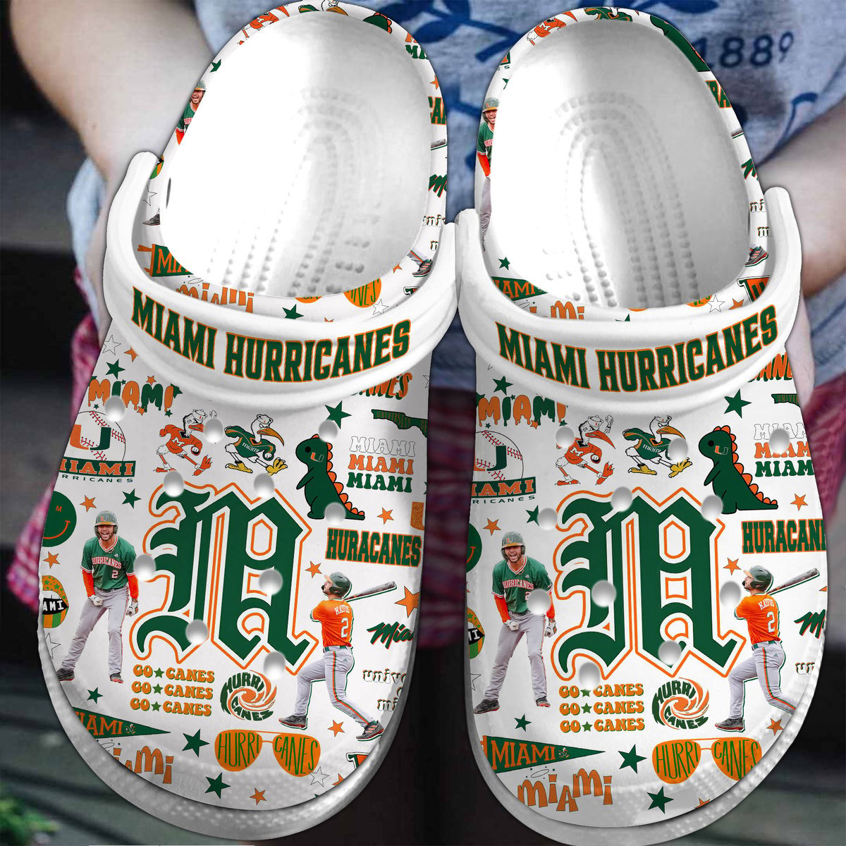 Miami Hurricanes NCAA Sport Crocs Crocband Clogs Shoes Comfortable For Men Women and Kids