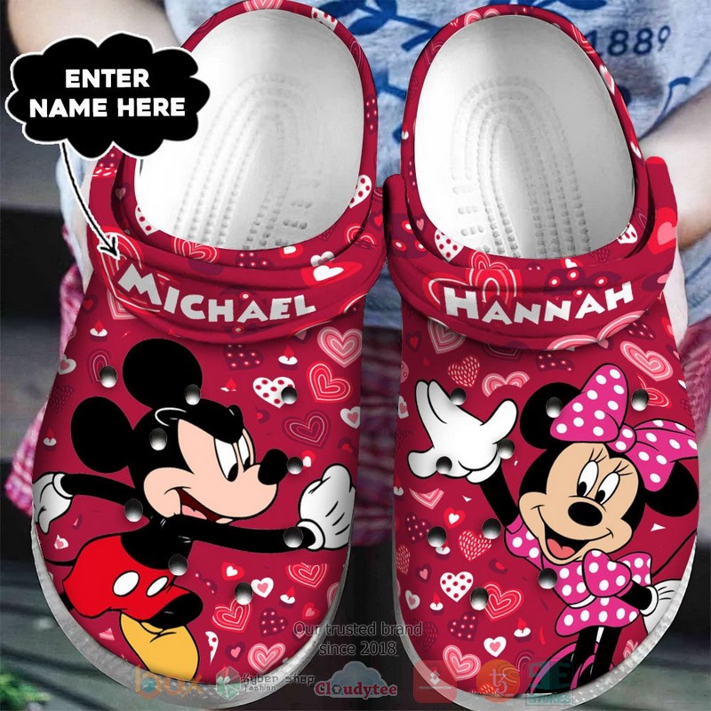 Mickey And Minnie Mouse Cartoon Crocs Crocband Clogs Shoes Comfortable For Men Women and Kids