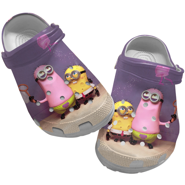 Minions And Spongebob Squarepants Cartoon Crocs Crocband Clogs Shoes Comfortable For Men Women and Kids