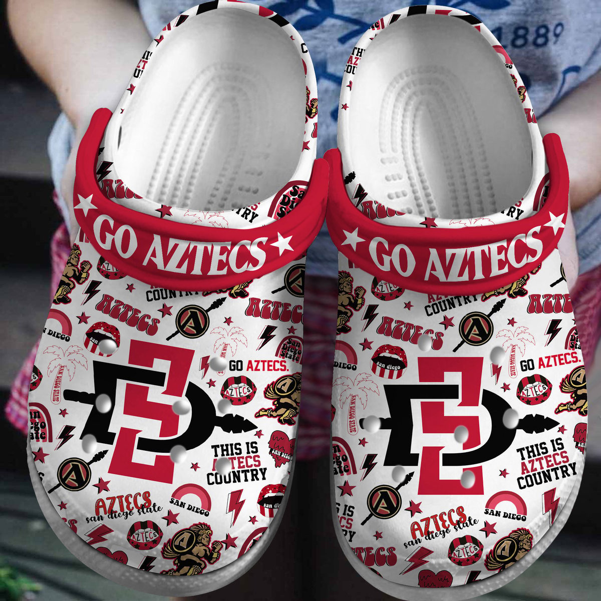 San Diego State Aztecs NCAA Sport Crocs Crocband Clogs Shoes Comfortable For Men Women and Kids