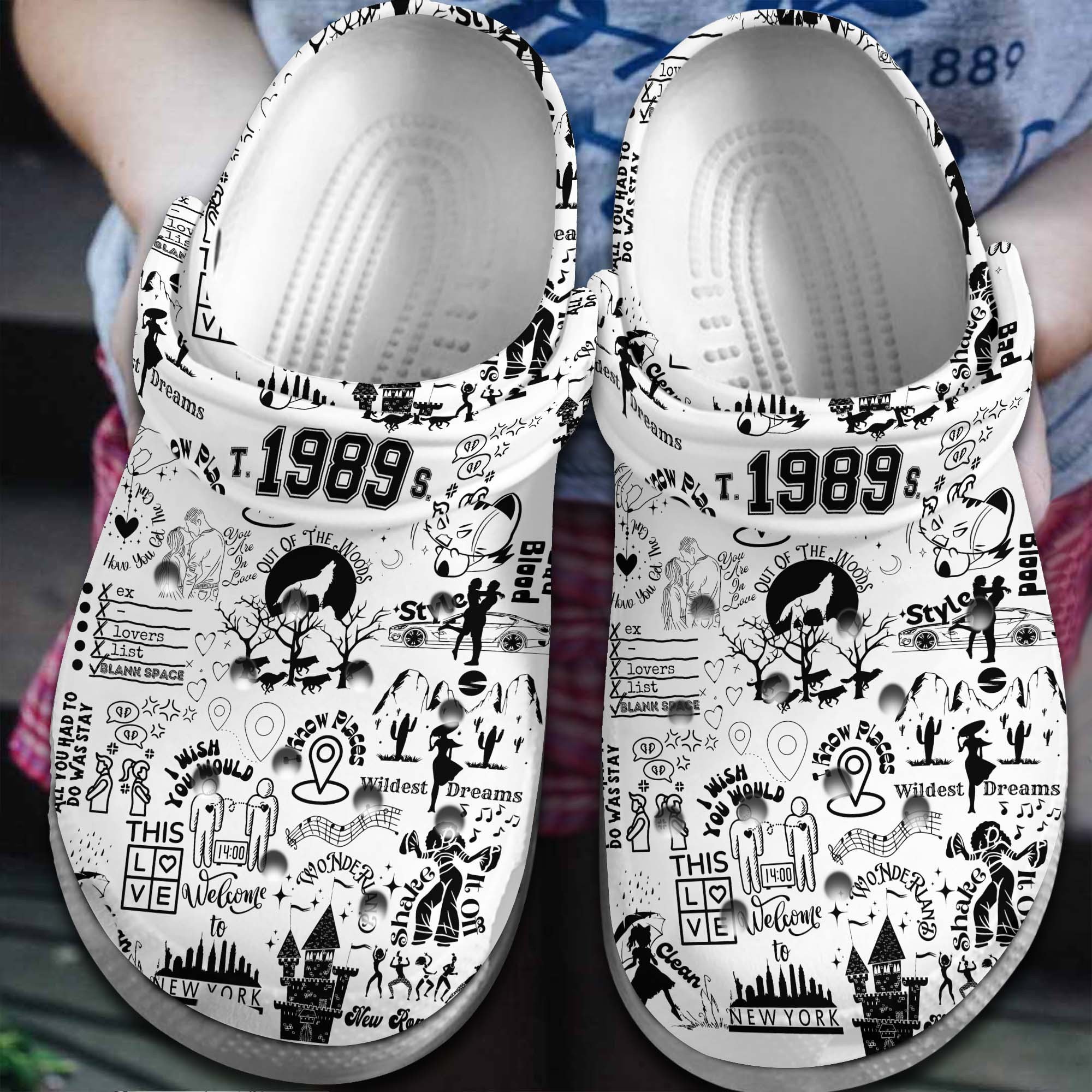 Taylor Swift Music 1989 Crocs Crocband Clogs Shoes Comfortable For Men Women and Kids