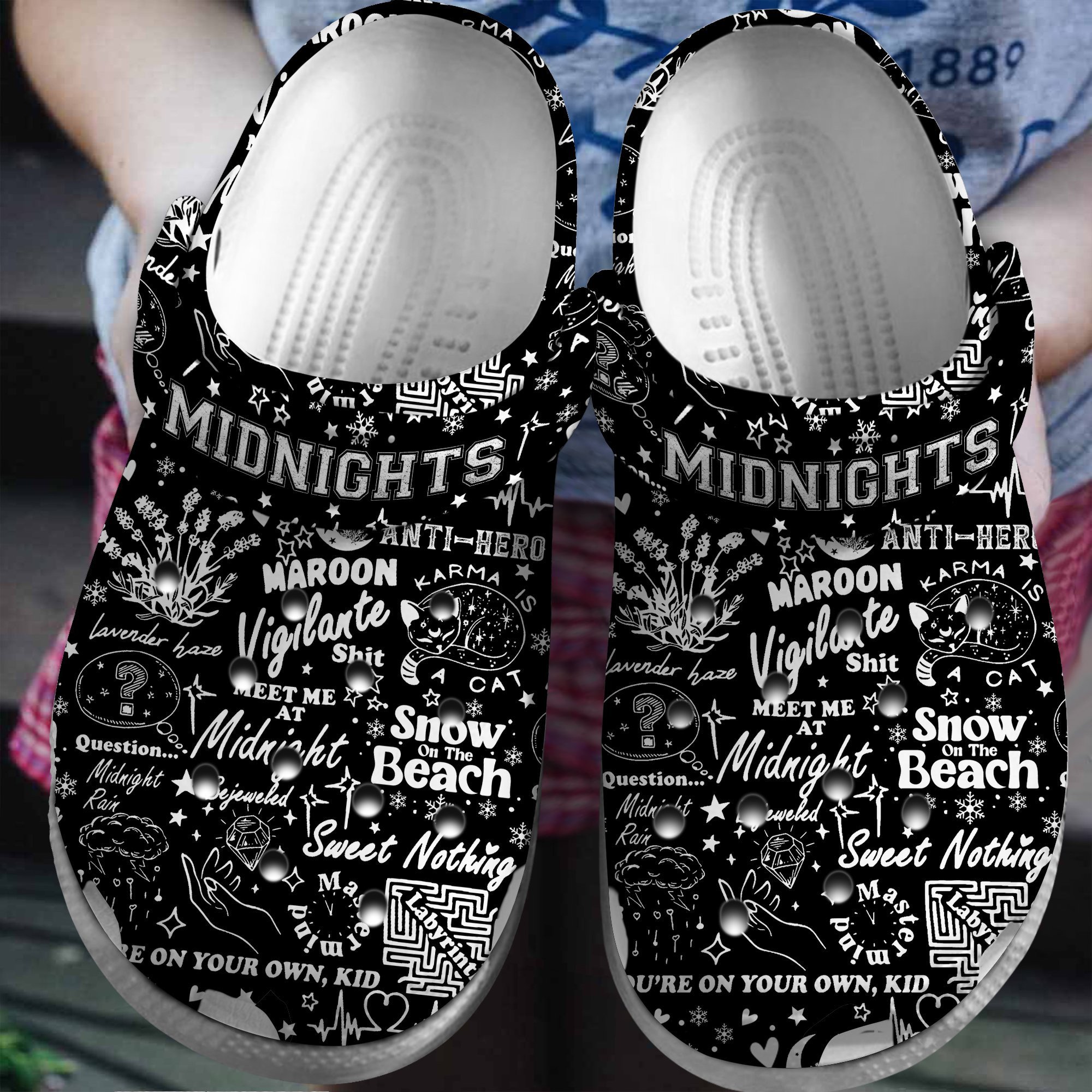 Taylor Swift Music midnight Crocs Crocband Clogs Shoes Comfortable For Men Women and Kids