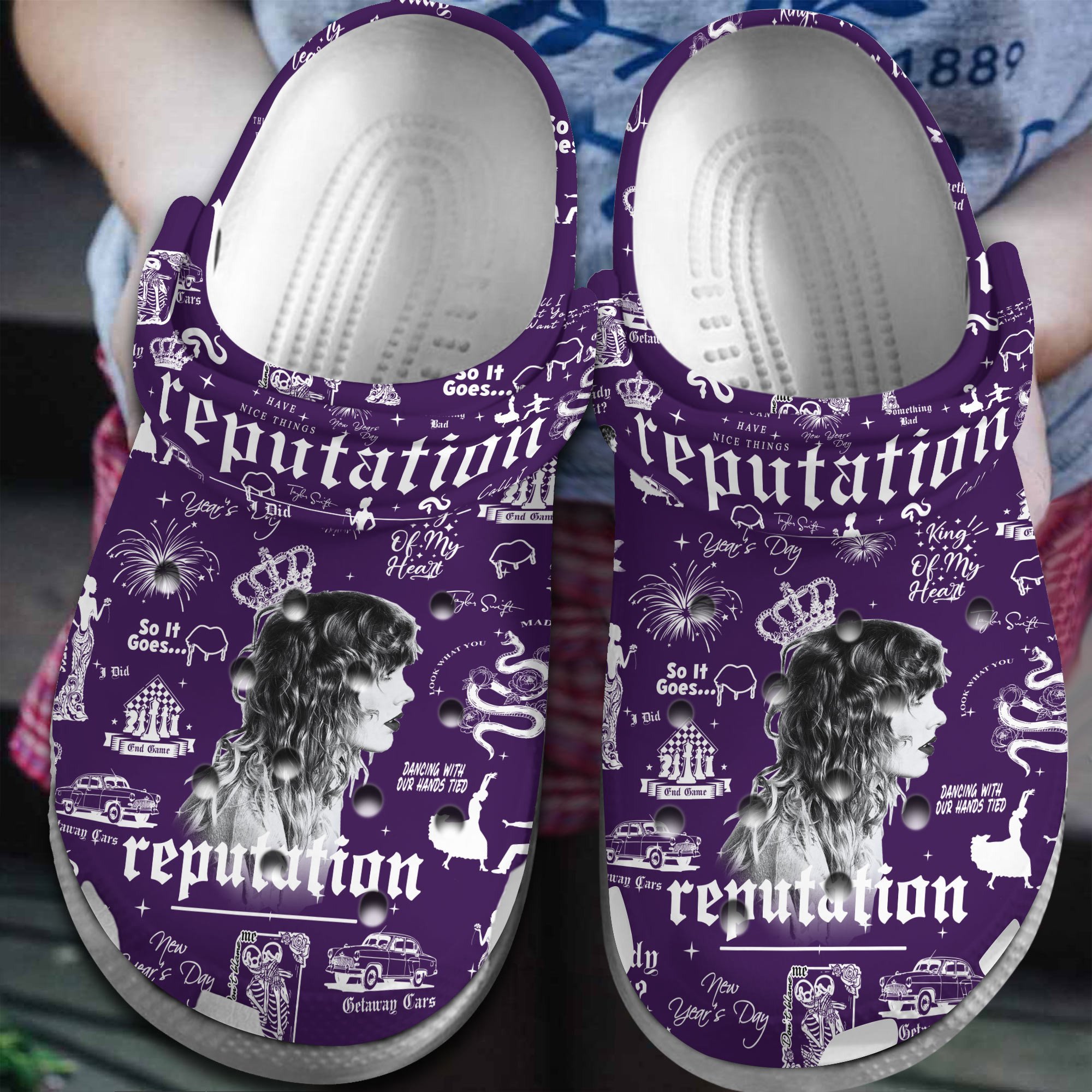 Taylor Swift Music reputation Crocs Crocband Clogs Shoes Comfortable For Men Women and Kids