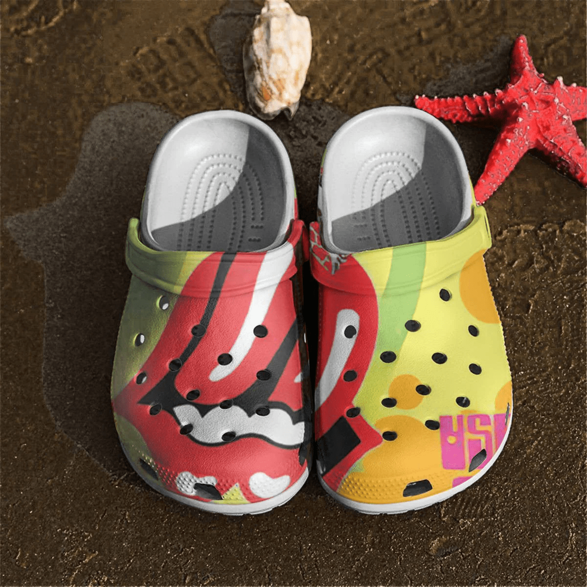 The Rollings Stones Rock Band Crocs Crocband Shoes Comfortable Clogs For Men Women
