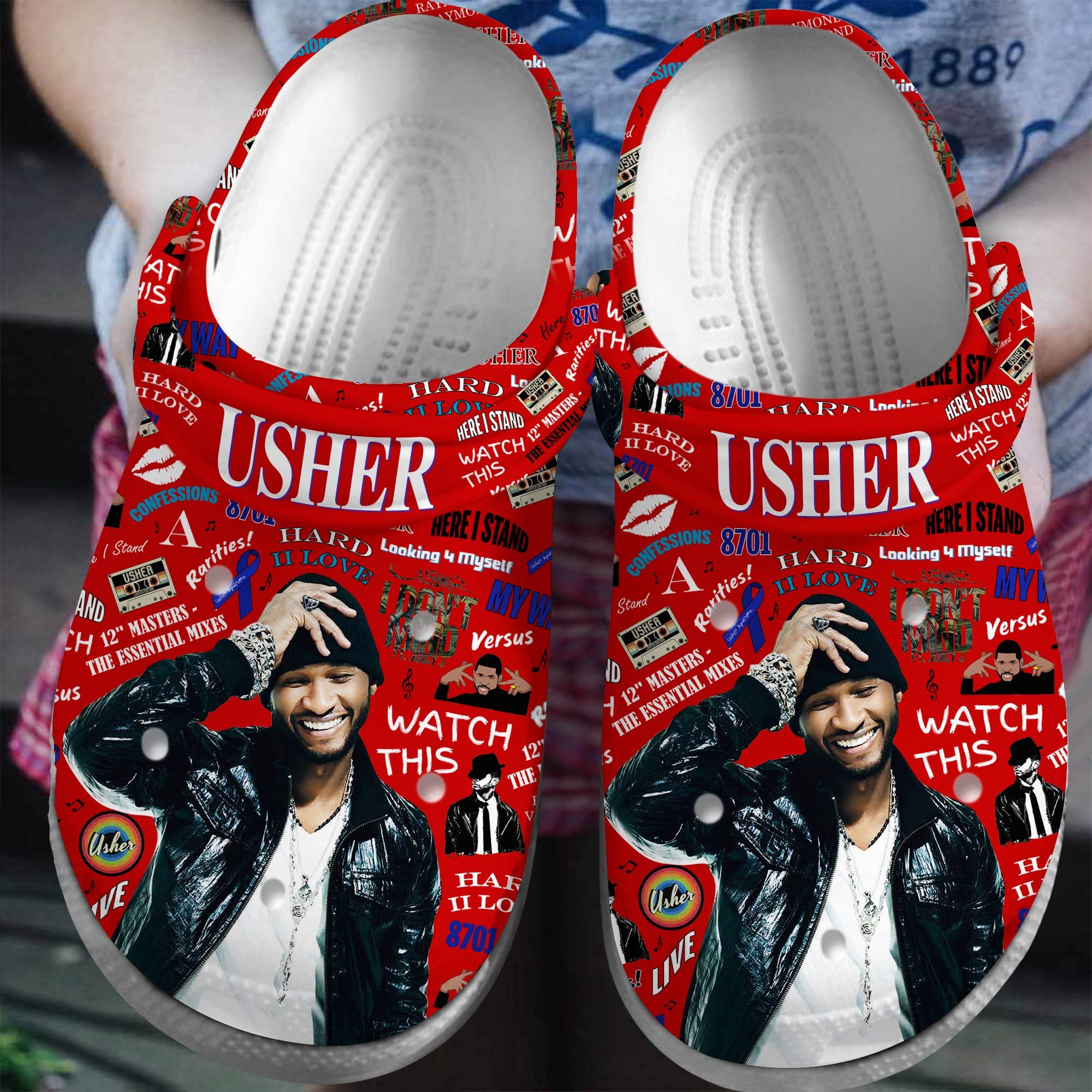 Usher Singer Music Crocs Crocband Clogs Shoes Comfortable For Men Women and Kids