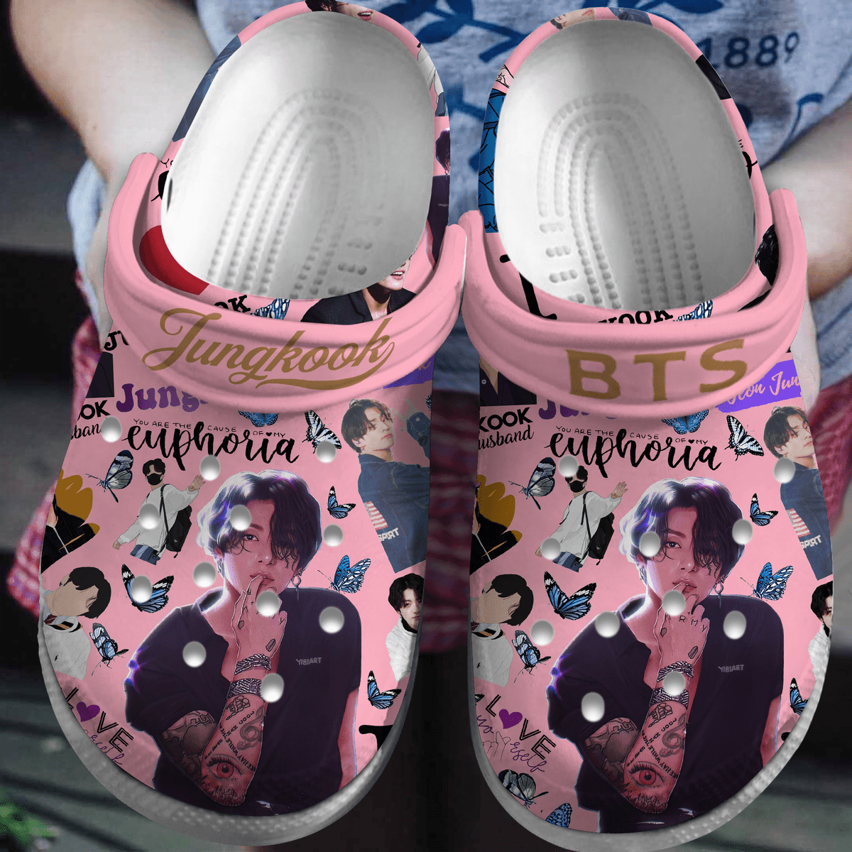 Jungkook BTS Band Music Crocs Crocband Clogs Shoes Comfortable For Men Women and Kids