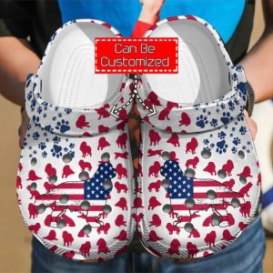 Animal Print Cavalier King Charles Spaniel American Flag Clog Shoes For Men And Women
