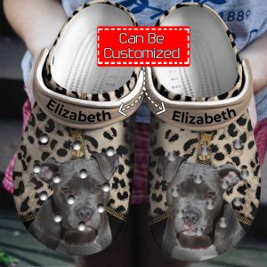 Dog Pitbull Lovers Personalized Clogs Shoes With Leopard Pattern For Men And Women
