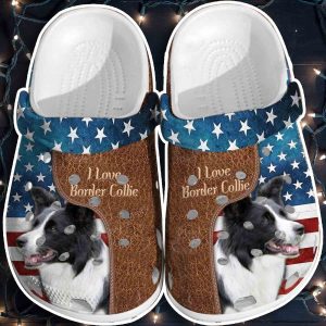 Love Border Collie Usa Flag Shoes 4Th Of July Dog clogs